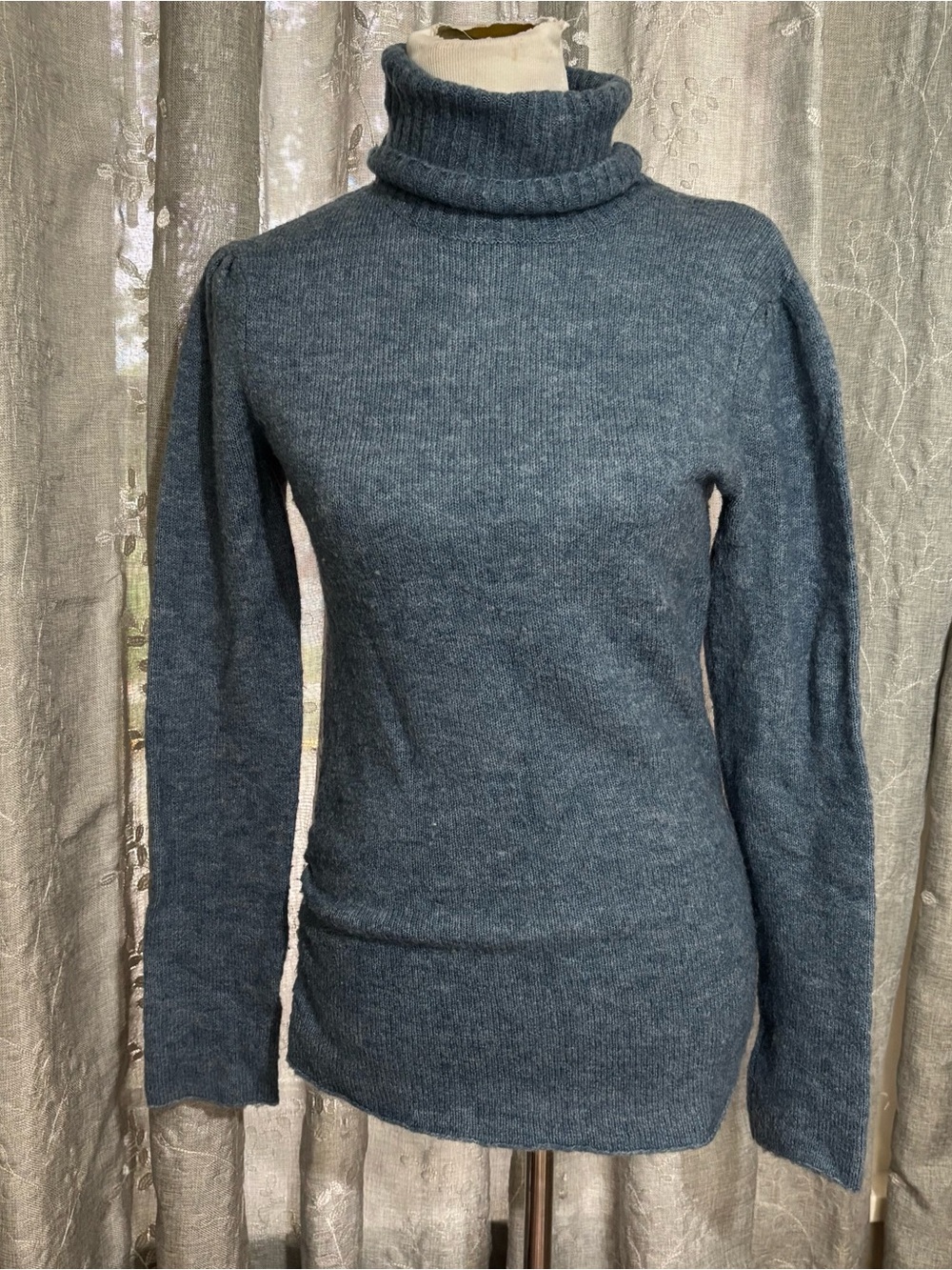 Love Rocks Slate Blue Cowl Neck Sweater